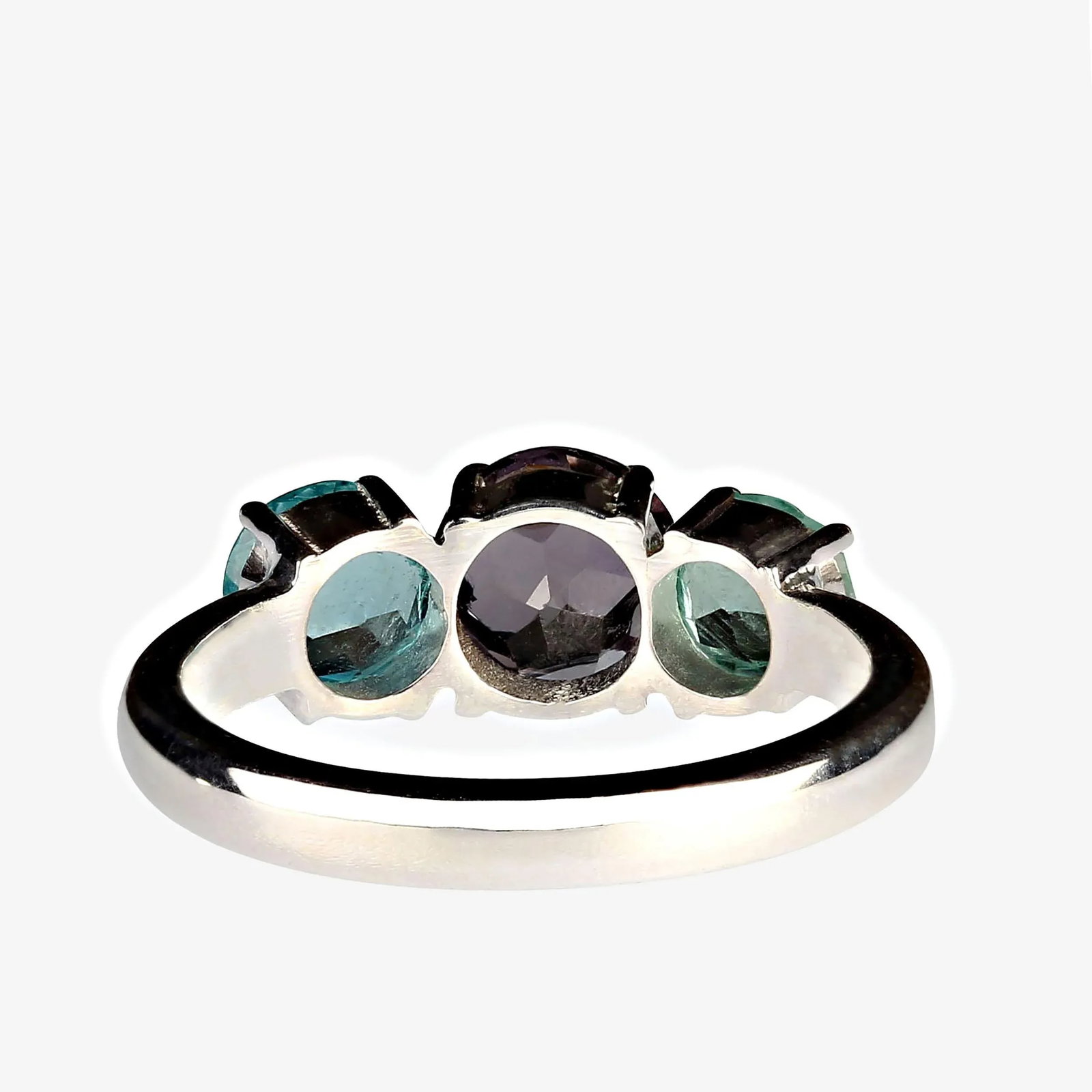 Classic Three Stone Blue Tourmaline Ring Size 8 - 3