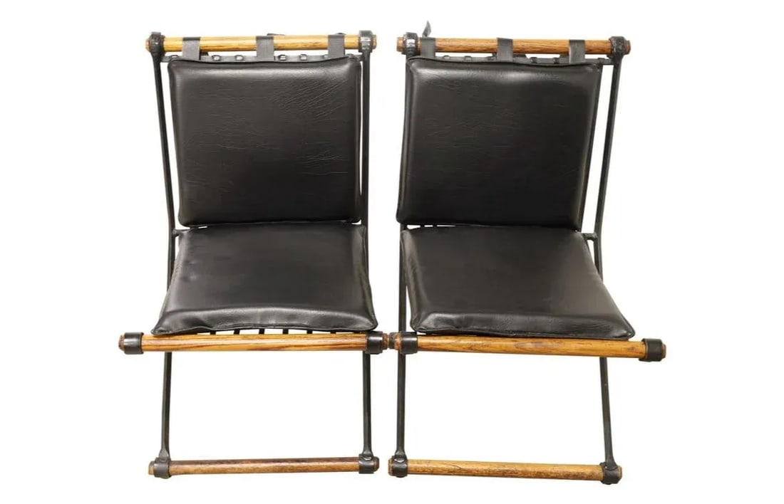 1960s Cleo Baldon Wrought Iron and Wood X Form Dining Chairs - Set of 4 - 2
