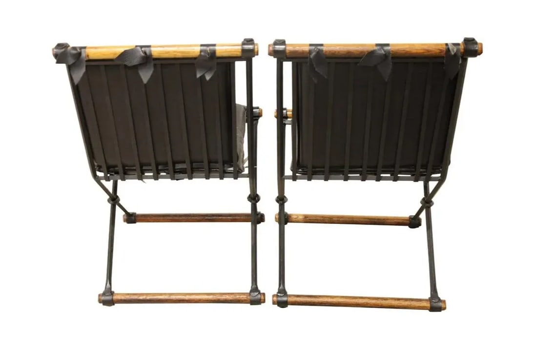 1960s Cleo Baldon Wrought Iron and Wood X Form Dining Chairs - Set of 4 - 5