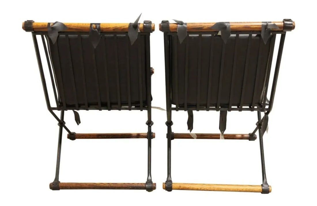 1960s Cleo Baldon Wrought Iron and Wood X Form Dining Chairs - Set of 4 - 6