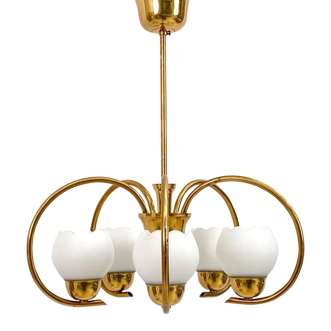Mid-Century Swedish Brass Chandelier in the Style of Hans Bergstrom for Atelje Lyktan (1 of 8)
