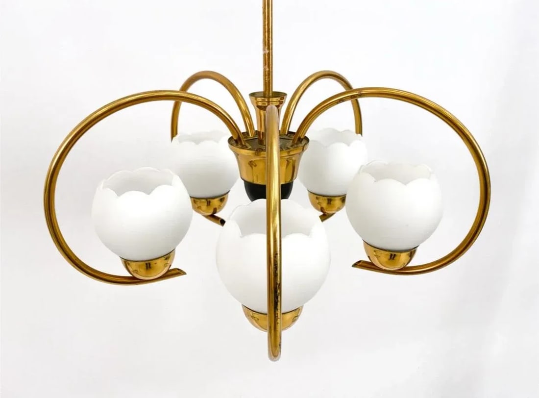 Mid-Century Swedish Brass Chandelier in the Style of Hans Bergstrom for Atelje Lyktan - 3