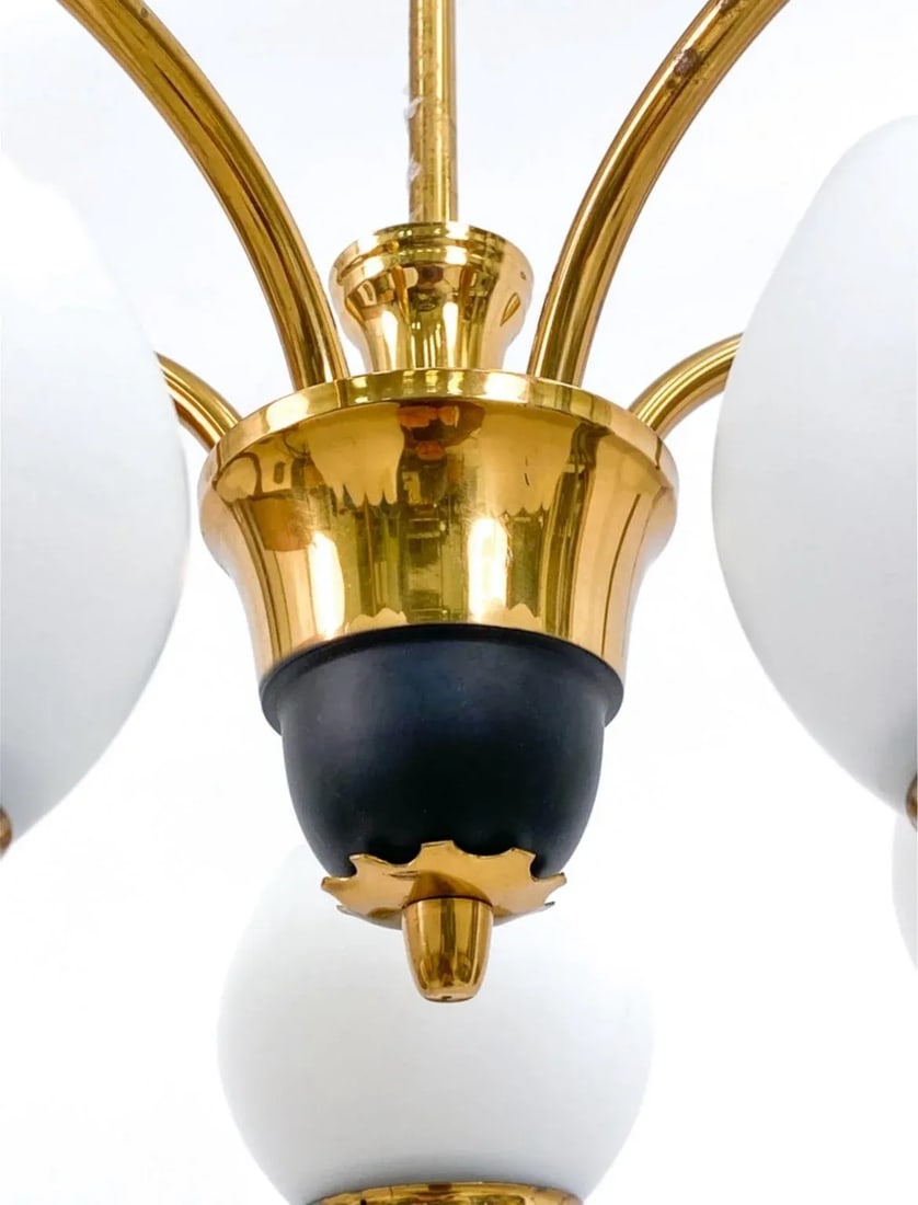 Mid-Century Swedish Brass Chandelier in the Style of Hans Bergstrom for Atelje Lyktan - 6