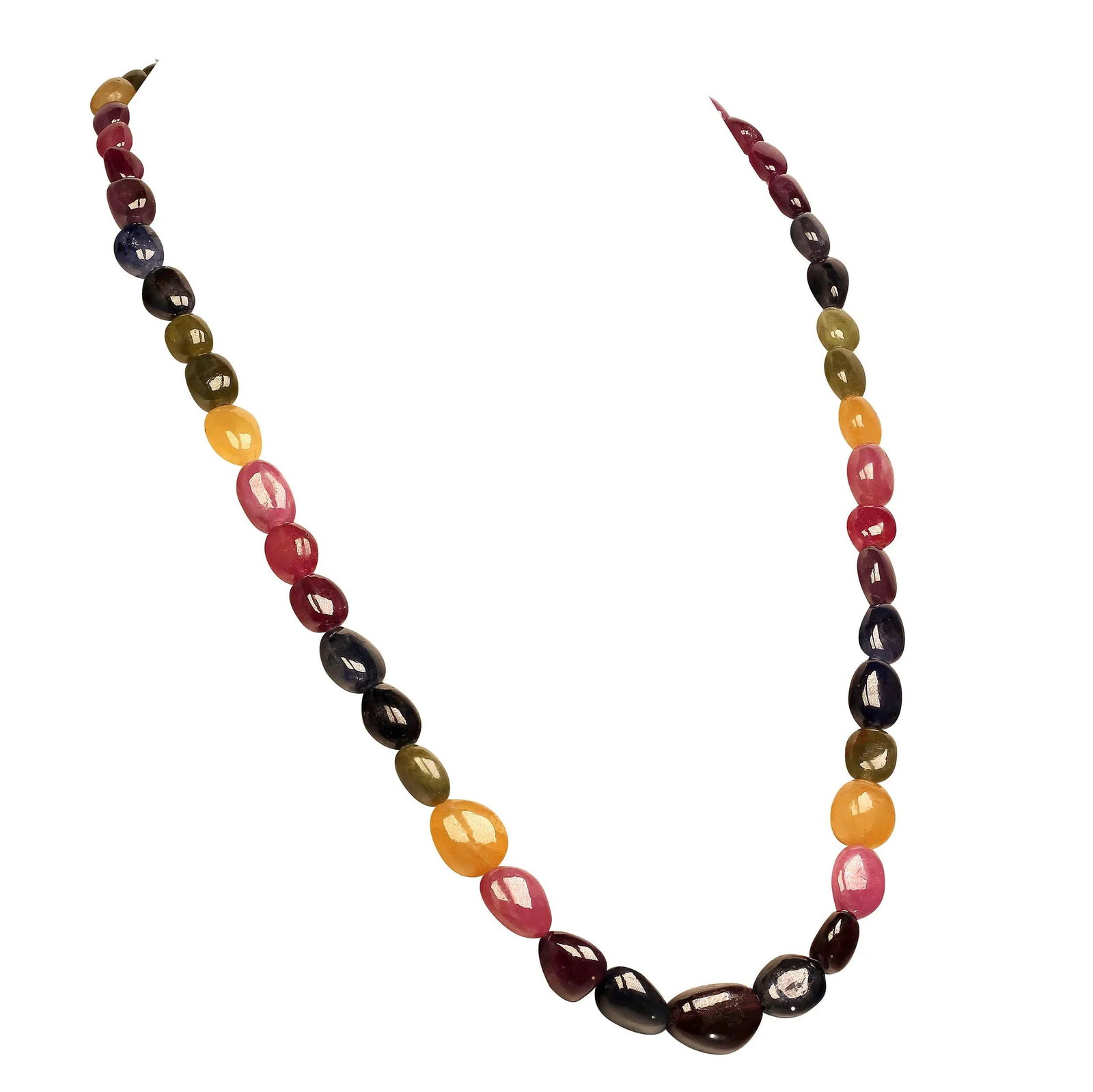 Multi Color Sapphire Ovals Necklace - 3