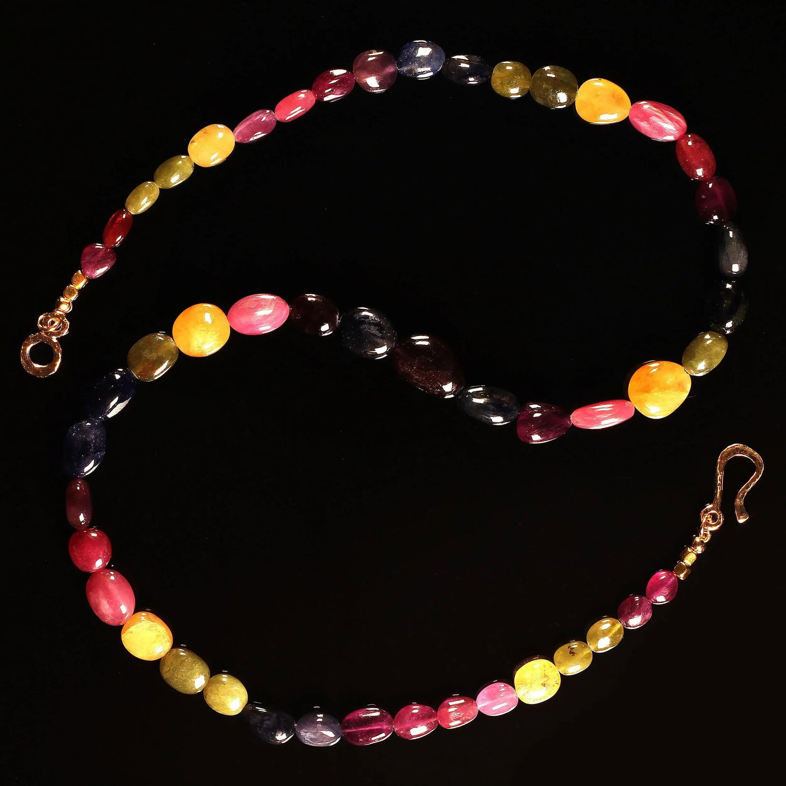 Multi Color Sapphire Ovals Necklace - 5