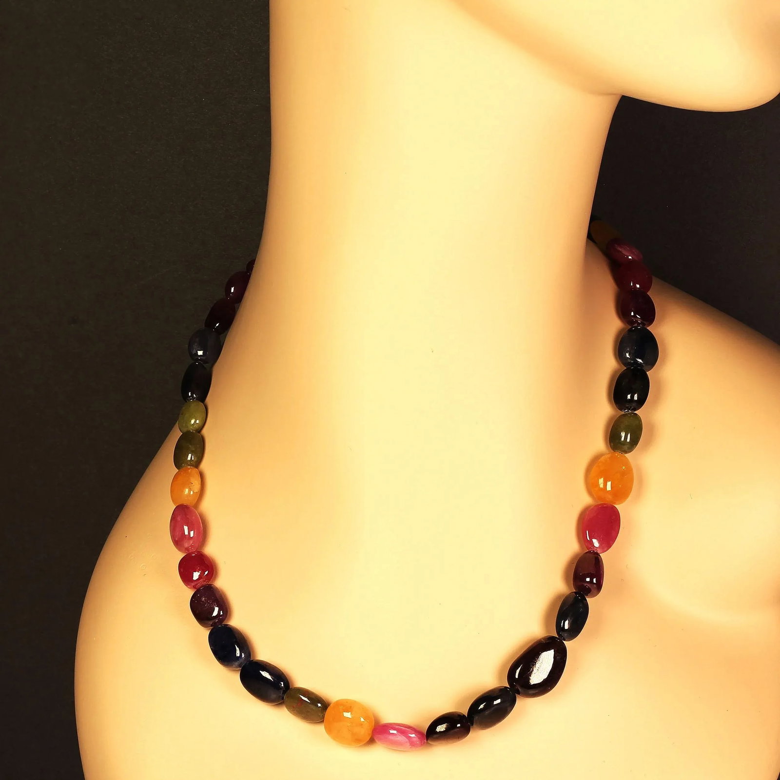 Multi Color Sapphire Ovals Necklace - 6