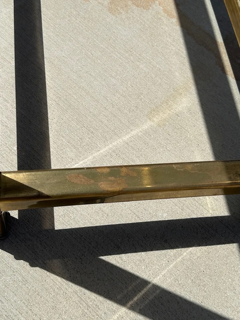 1970s Mastercraft Style Brass/Glass Top Console Table - 5
