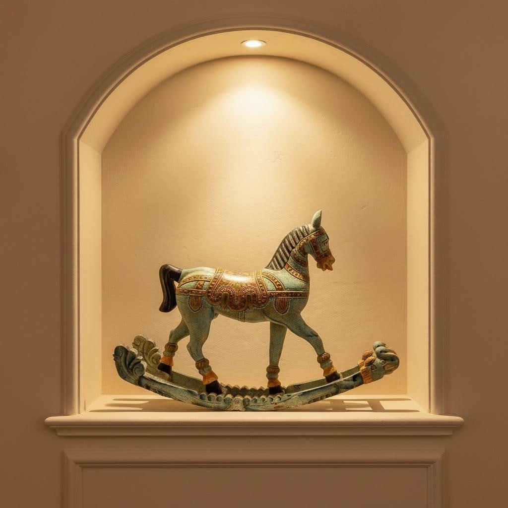 Vintage Hand Carved Wooden Artistically Painted Royal Rocking Horse Sculpture - 2