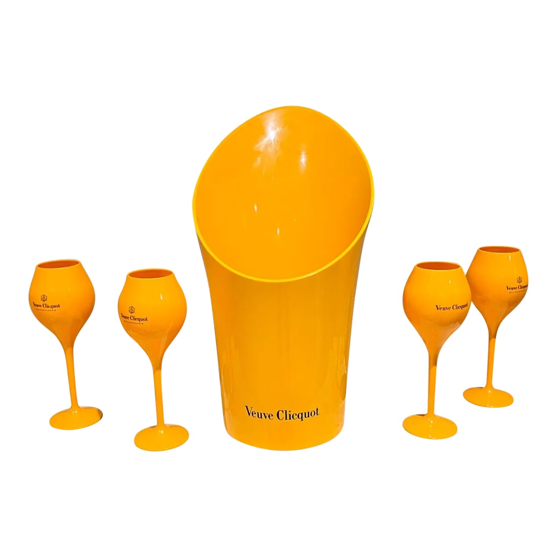 Veuve Clicquot Orange Champagne Ice Bucket With Four Glasses Set (1 of 13)