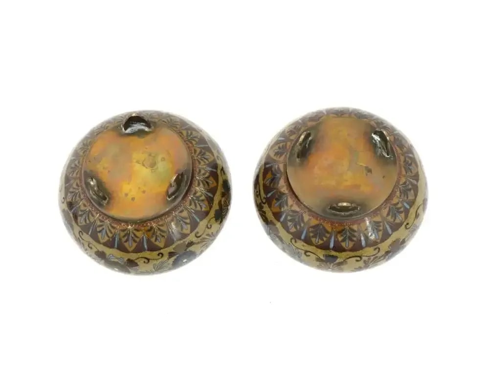 A Pair of Early Japanese Cloisonne Enamel Censors Attributed to Honda Yasaburo - 4