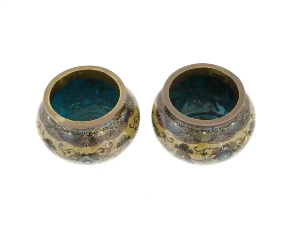 A Pair of Early Japanese Cloisonne Enamel Censors Attributed to Honda Yasaburo - 6