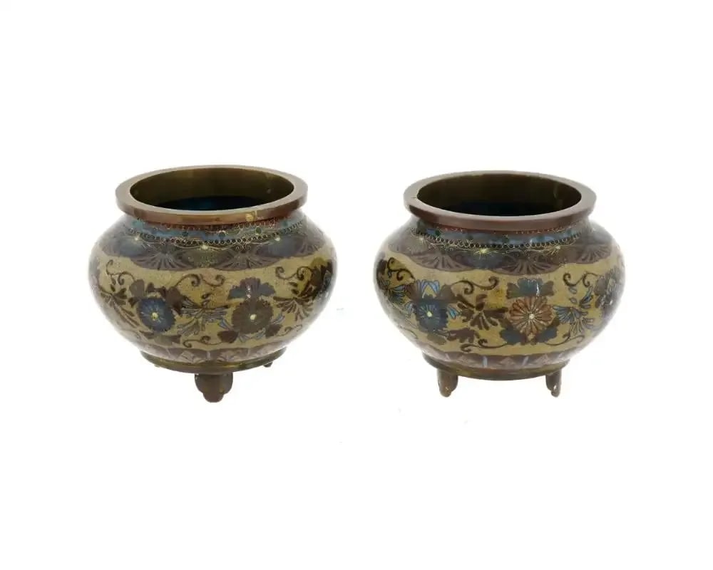 A Pair of Early Japanese Cloisonne Enamel Censors Attributed to Honda Yasaburo - 7