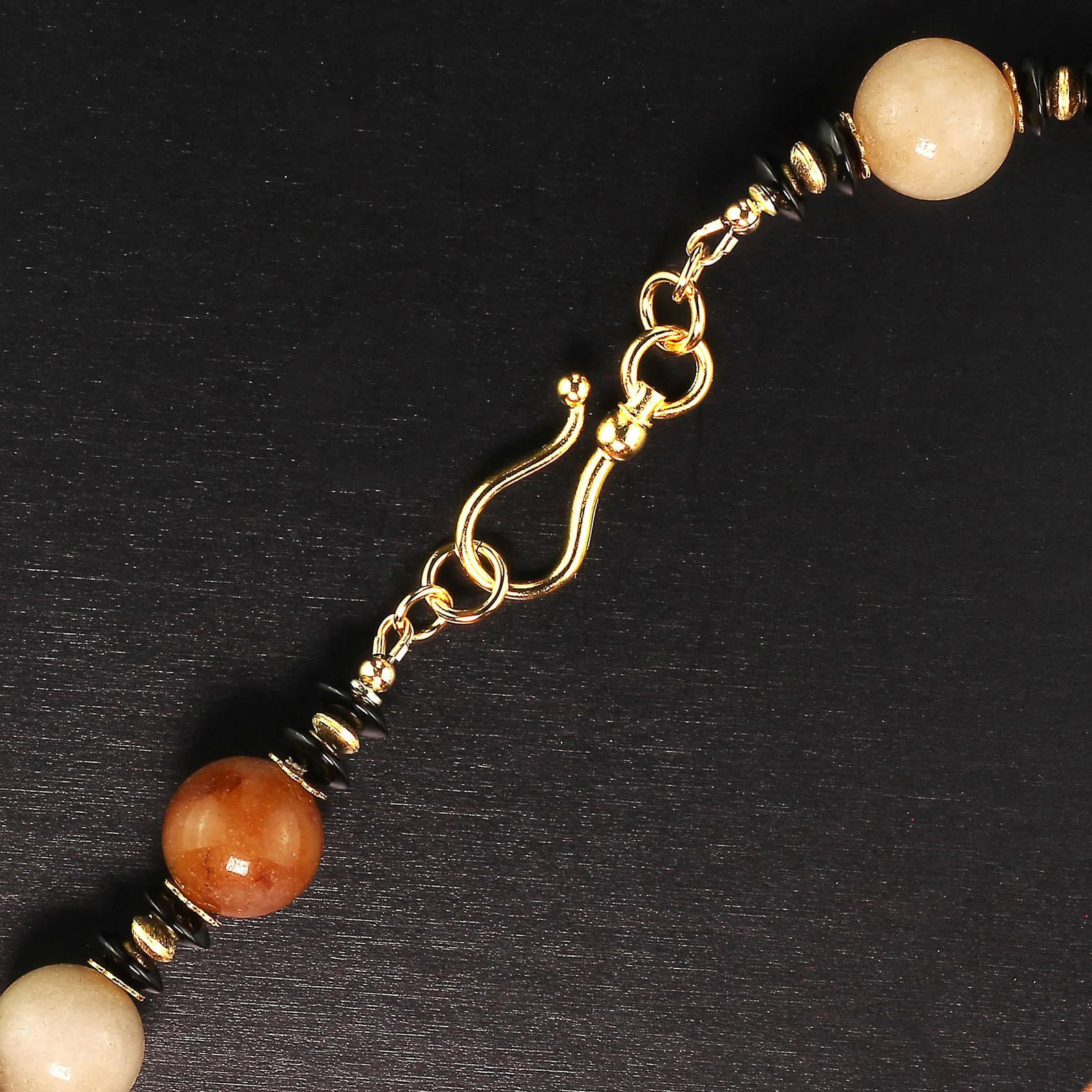 Statement Necklace in Shades of Golden Jade Black Tourmaline - 6
