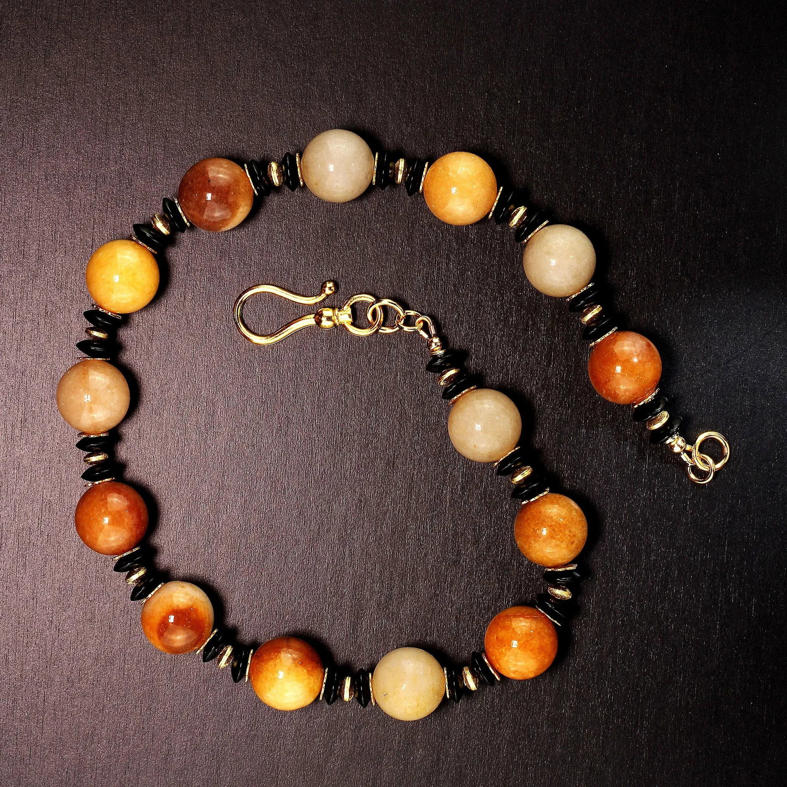 Statement Necklace in Shades of Golden Jade Black Tourmaline - 9