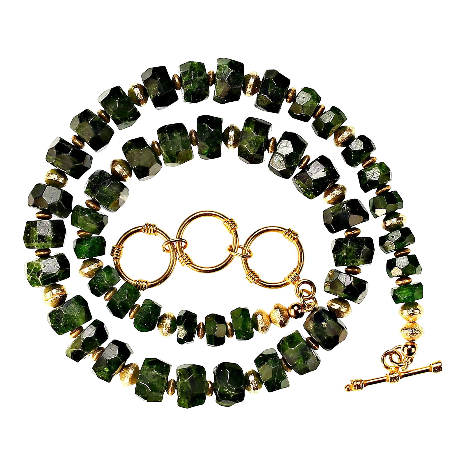 Faceted Rondelles of Green Chrome Diopside Necklace
