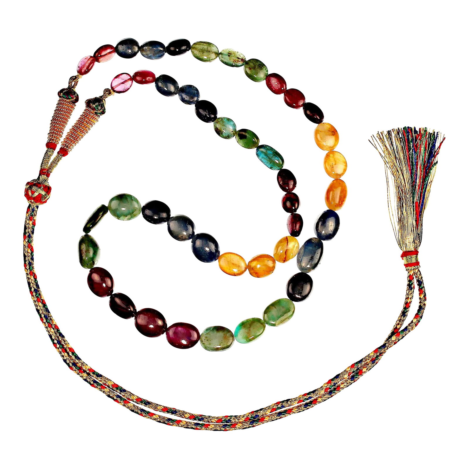 Multi Color Beaded Sapphire Necklace - 2