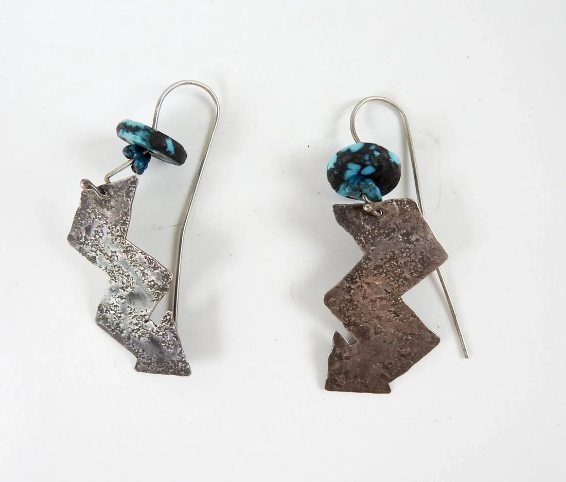 Late 20th Century Artist Studio Turquoise Sterling Silver Necklace & Earrings - 12