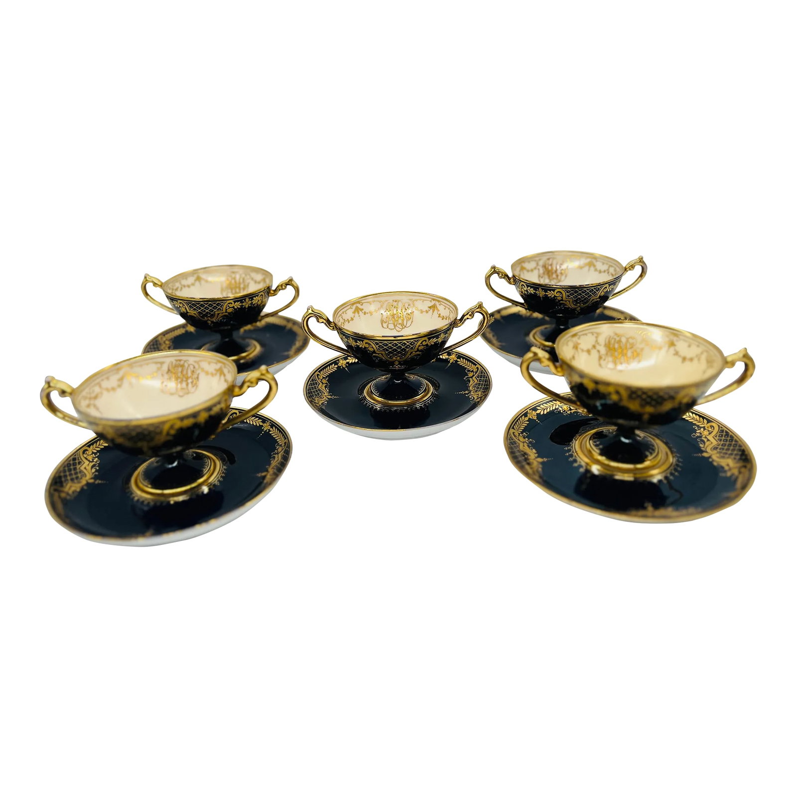 10 Pc., Ambrosius Lamm, Dresden Porcelain Tea Set C. 1910: This exquisite 10-piece Ambrosius Lamm Dresden porcelain tea set, dating to circa 1910, epitomizes the elegance and refinement of early 20th-century German porcelain artistry. Each piece in the set