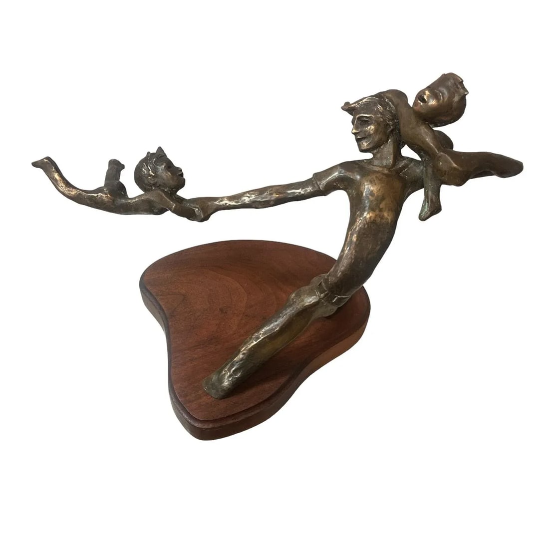 1970s Bronze Sculpture of Man Playing With and Swinging Kids by Million - 2