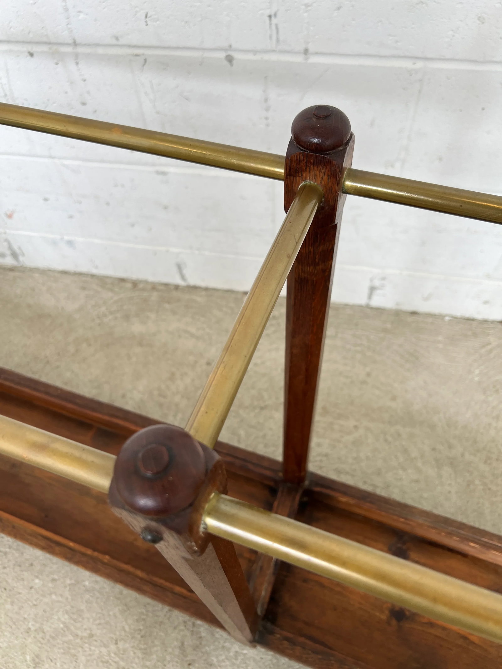 19th Century English Oak & Brass Cane / Umbrella Holder 8ft Victorian Hotel - 11