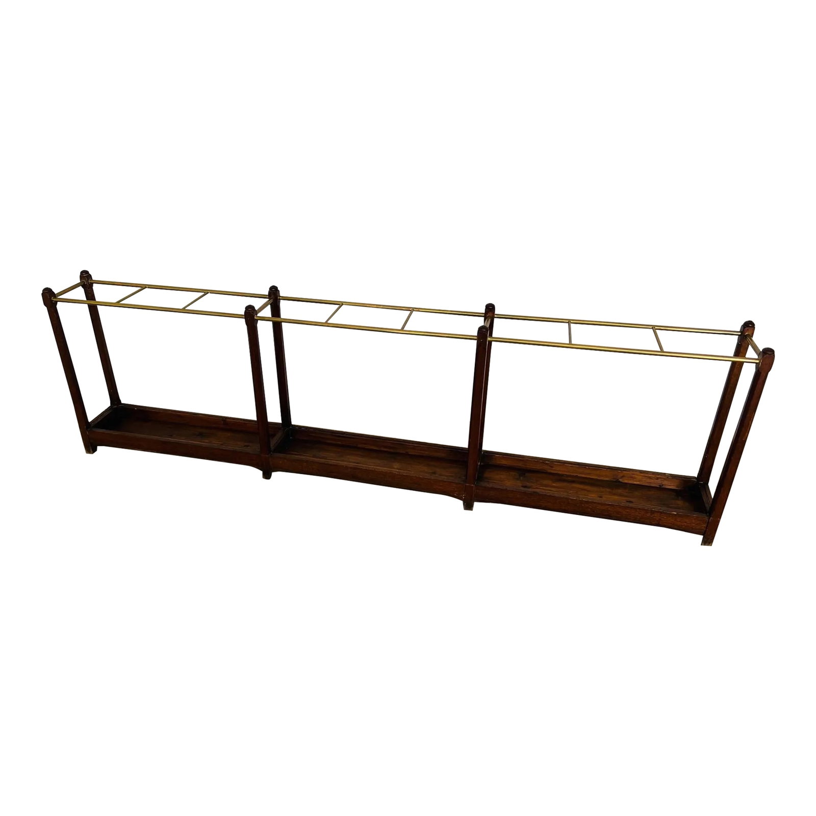 19th Century English Oak & Brass Cane / Umbrella Holder 8ft Victorian Hotel (1 of 12)