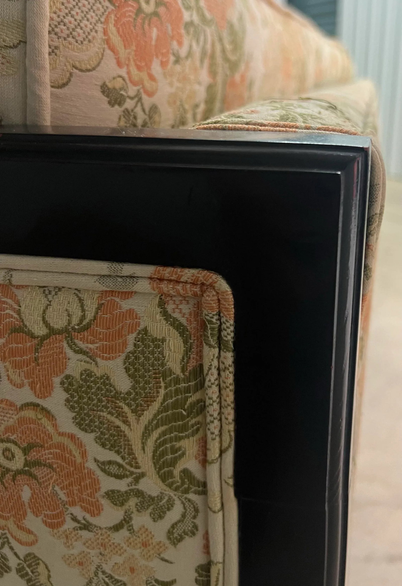 Late 20th Century Black Tony Duquette Style Lacquer Chinoiserie Sofa by Key City - 10