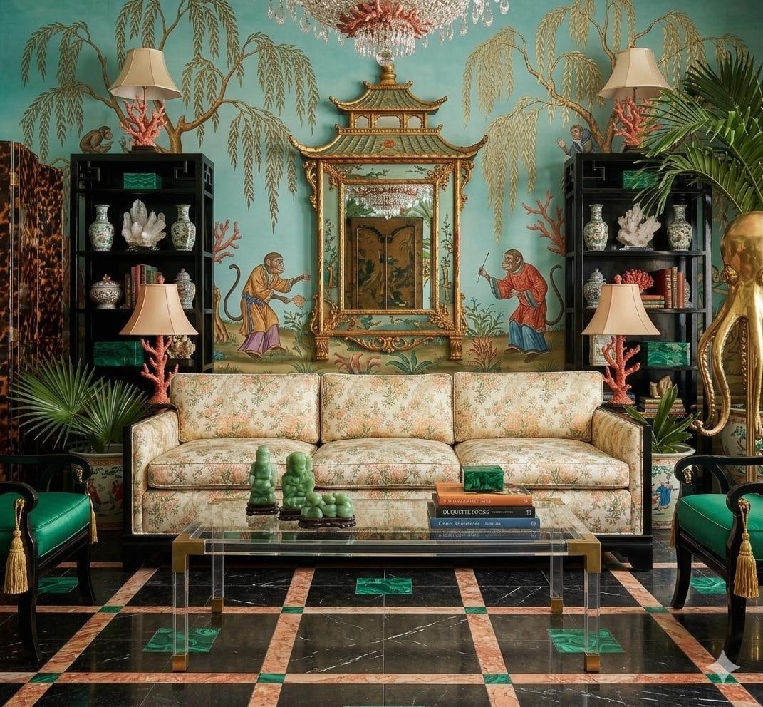 Late 20th Century Black Tony Duquette Style Lacquer Chinoiserie Sofa by Key City - 2