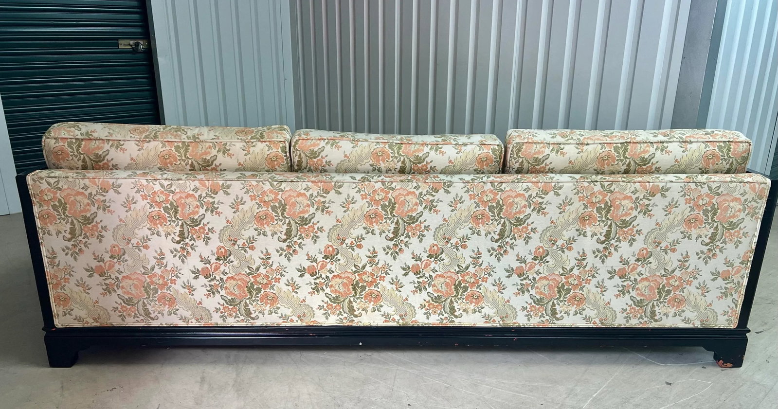 Late 20th Century Black Tony Duquette Style Lacquer Chinoiserie Sofa by Key City - 9