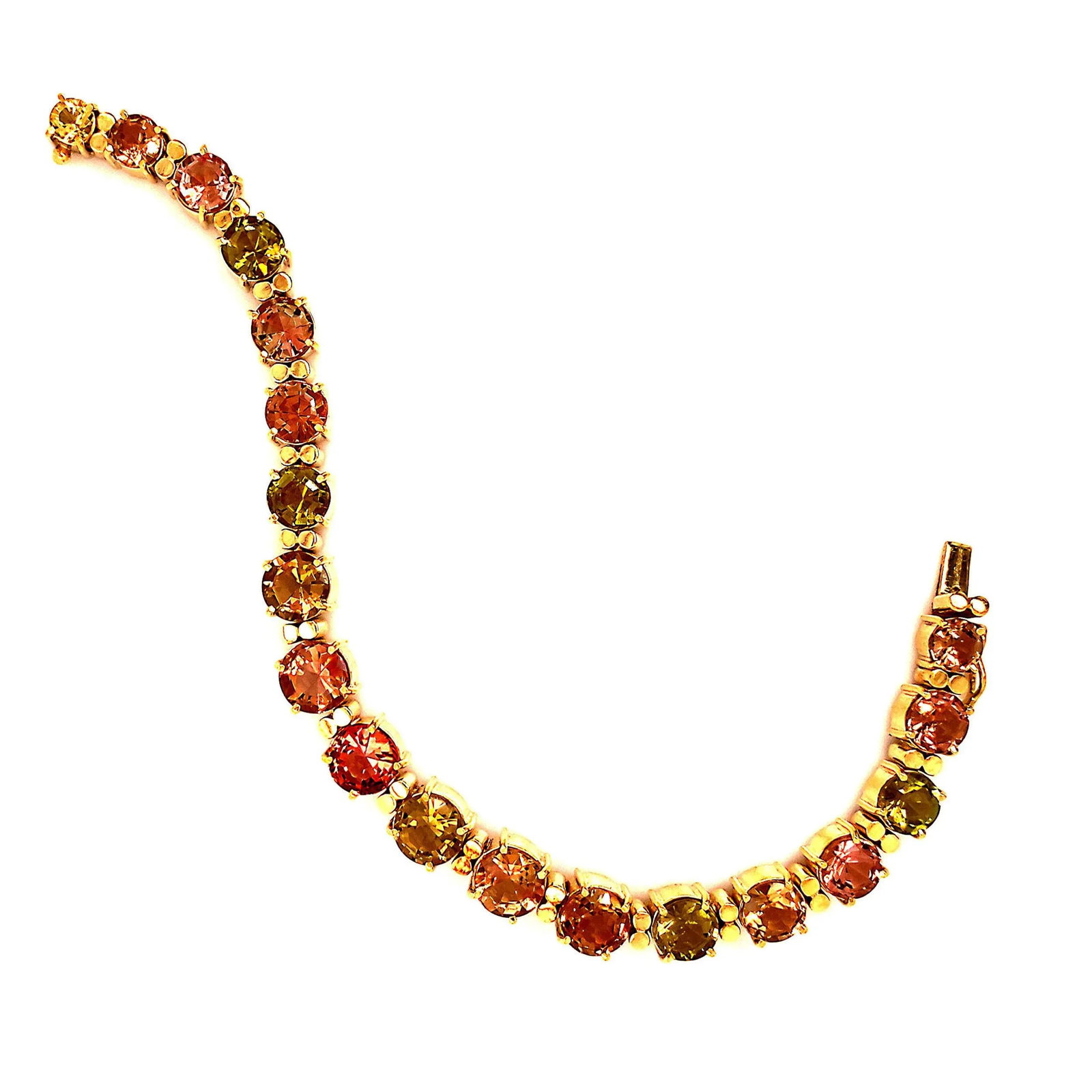 1980s Multi-Color Tourmaline 18 Karat Yellow Gold Bracelet - 11