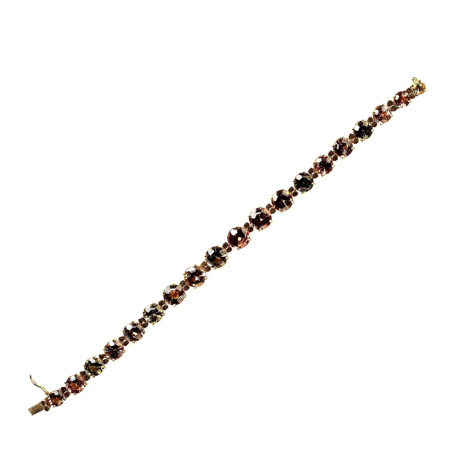 1980s Multi-Color Tourmaline 18 Karat Yellow Gold Bracelet - 5