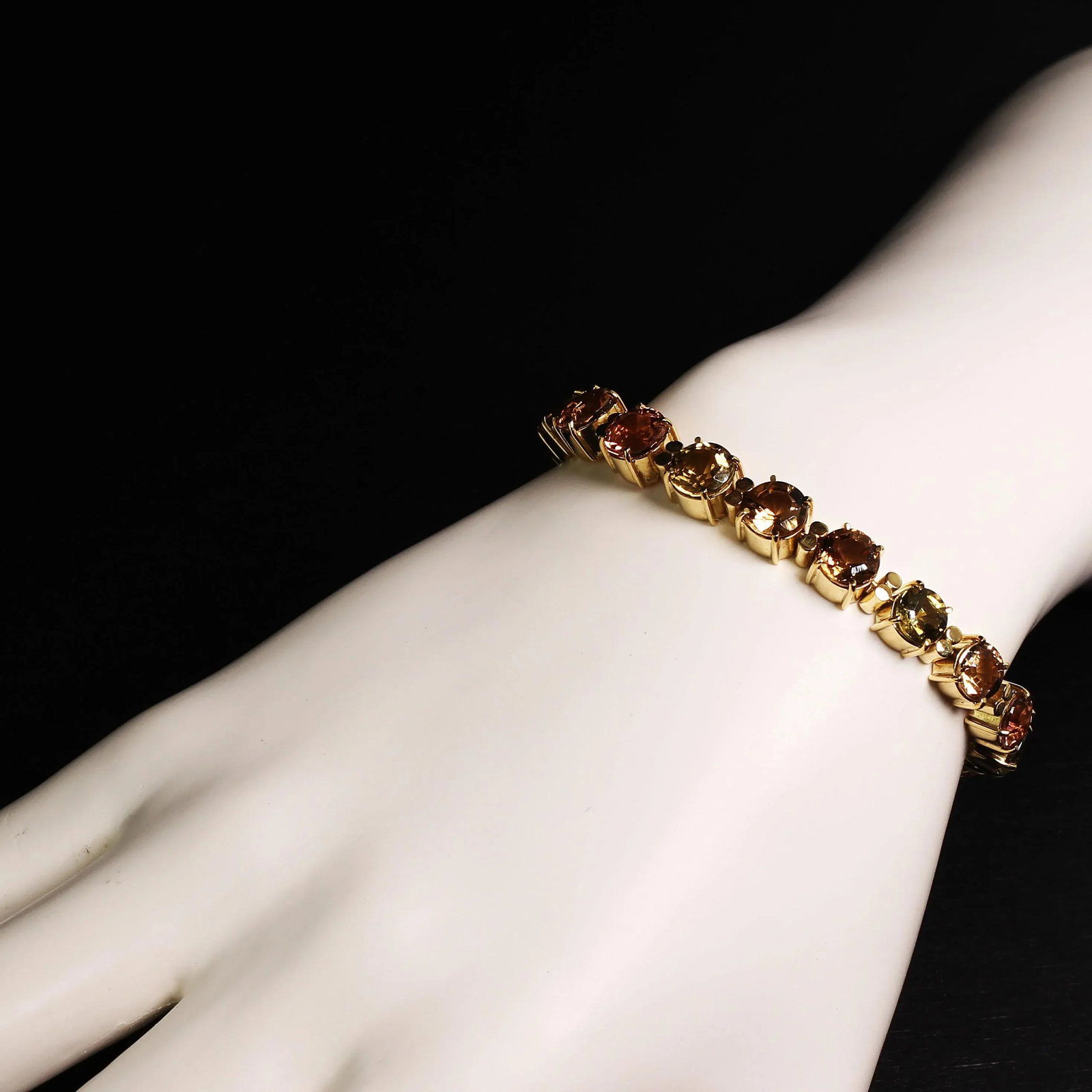 1980s Multi-Color Tourmaline 18 Karat Yellow Gold Bracelet - 8