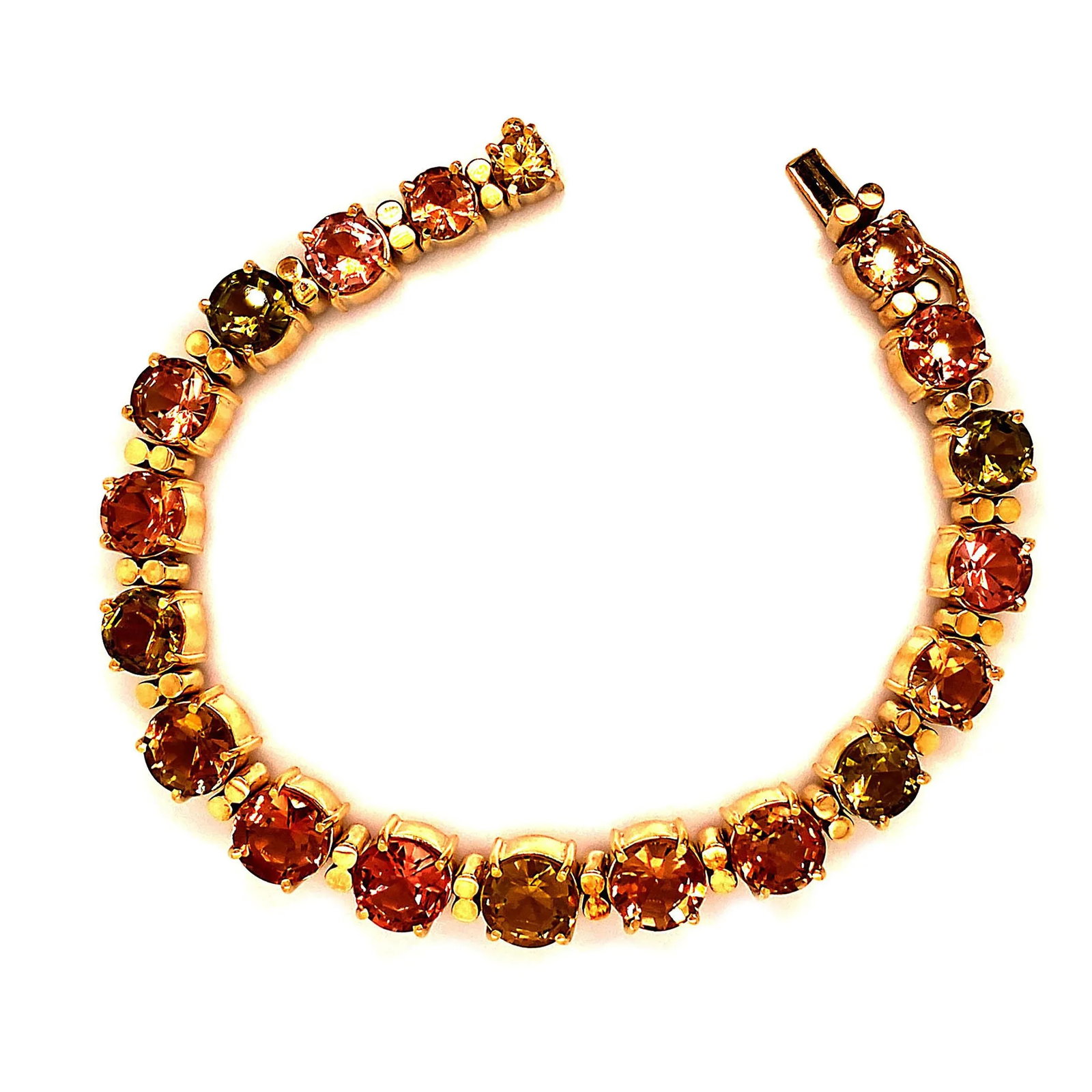 1980s Multi-Color Tourmaline 18 Karat Yellow Gold Bracelet - 9
