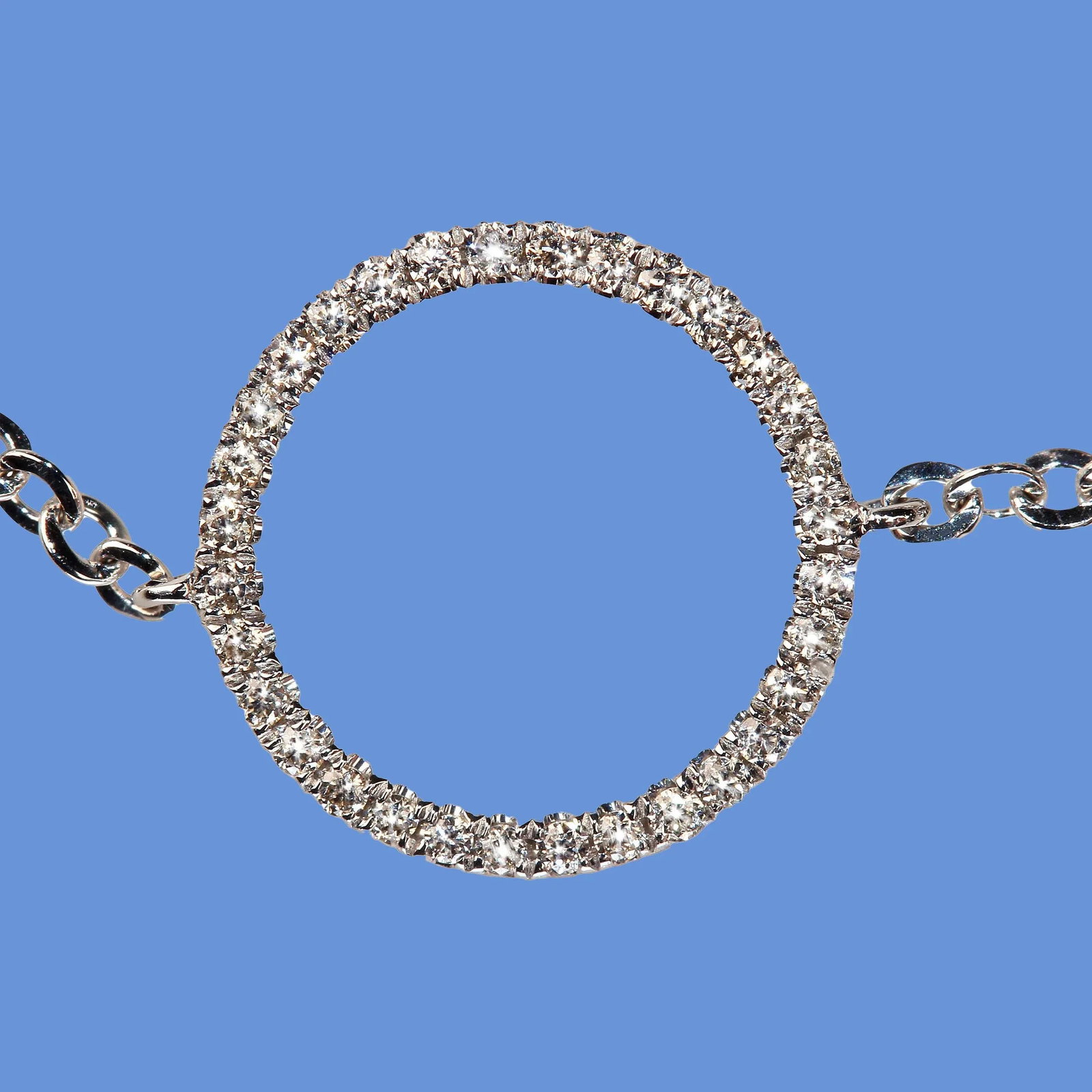 Delicate 14k White Gold Bracelet or Ankle Bracelet With Diamond Circle - 4