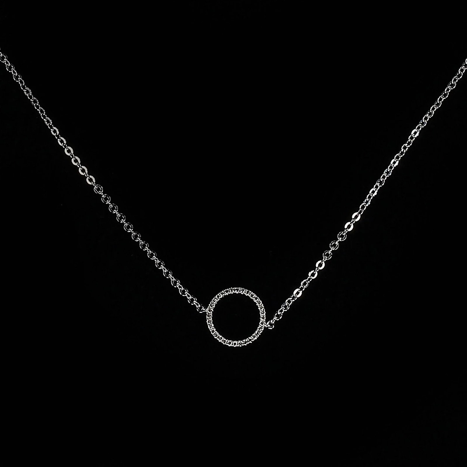Delicate 14k White Gold Bracelet or Ankle Bracelet With Diamond Circle - 5