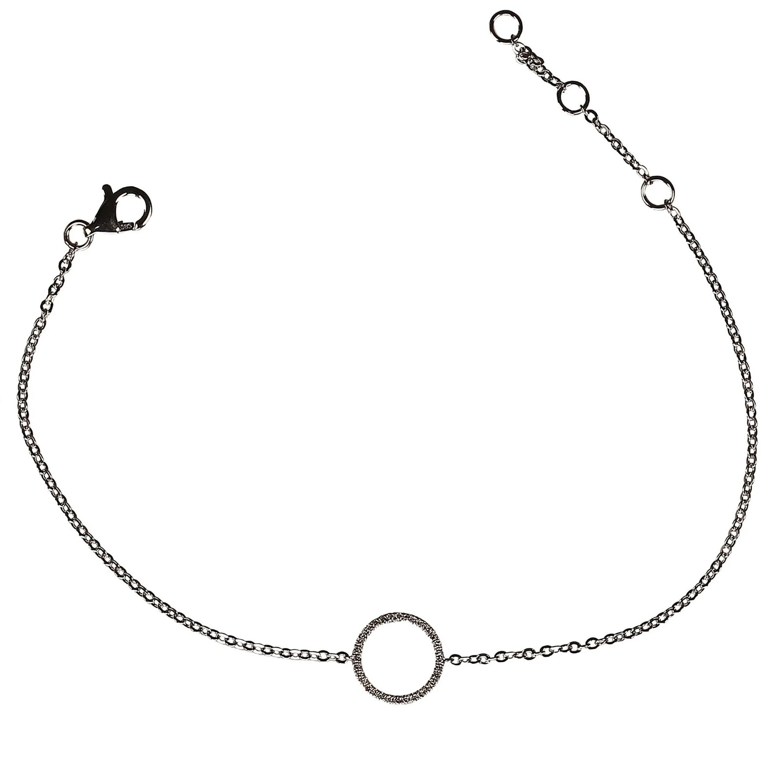 Delicate 14k White Gold Bracelet or Ankle Bracelet With Diamond Circle - 7