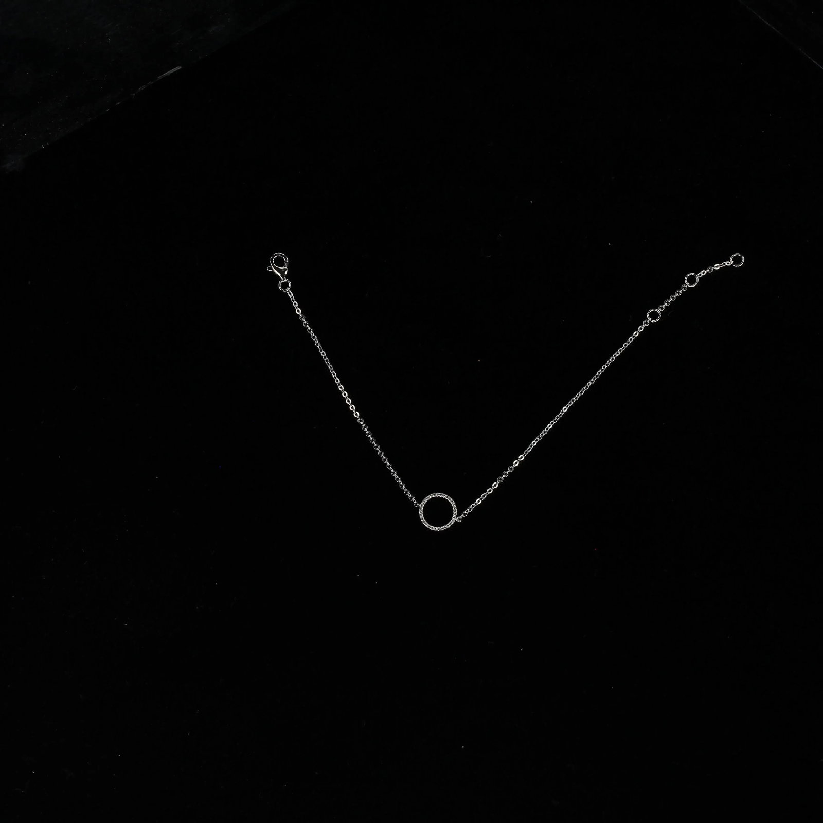 Delicate 14k White Gold Bracelet or Ankle Bracelet With Diamond Circle - 8