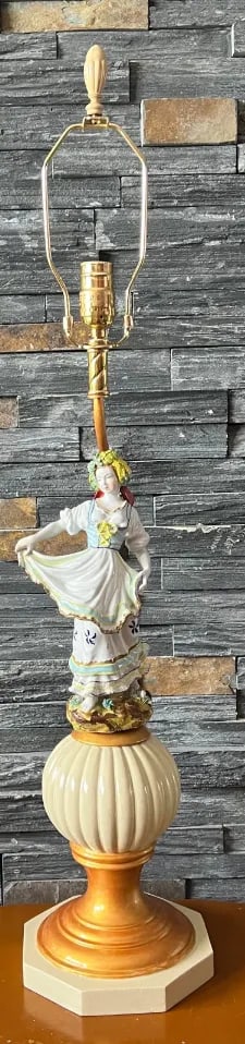 Mid-Century Giulia Mangano Sevres Porcelain Table Lamp Young Lady - 2