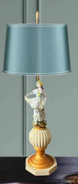 Mid-Century Giulia Mangano Sevres Porcelain Table Lamp Young Lady - 4