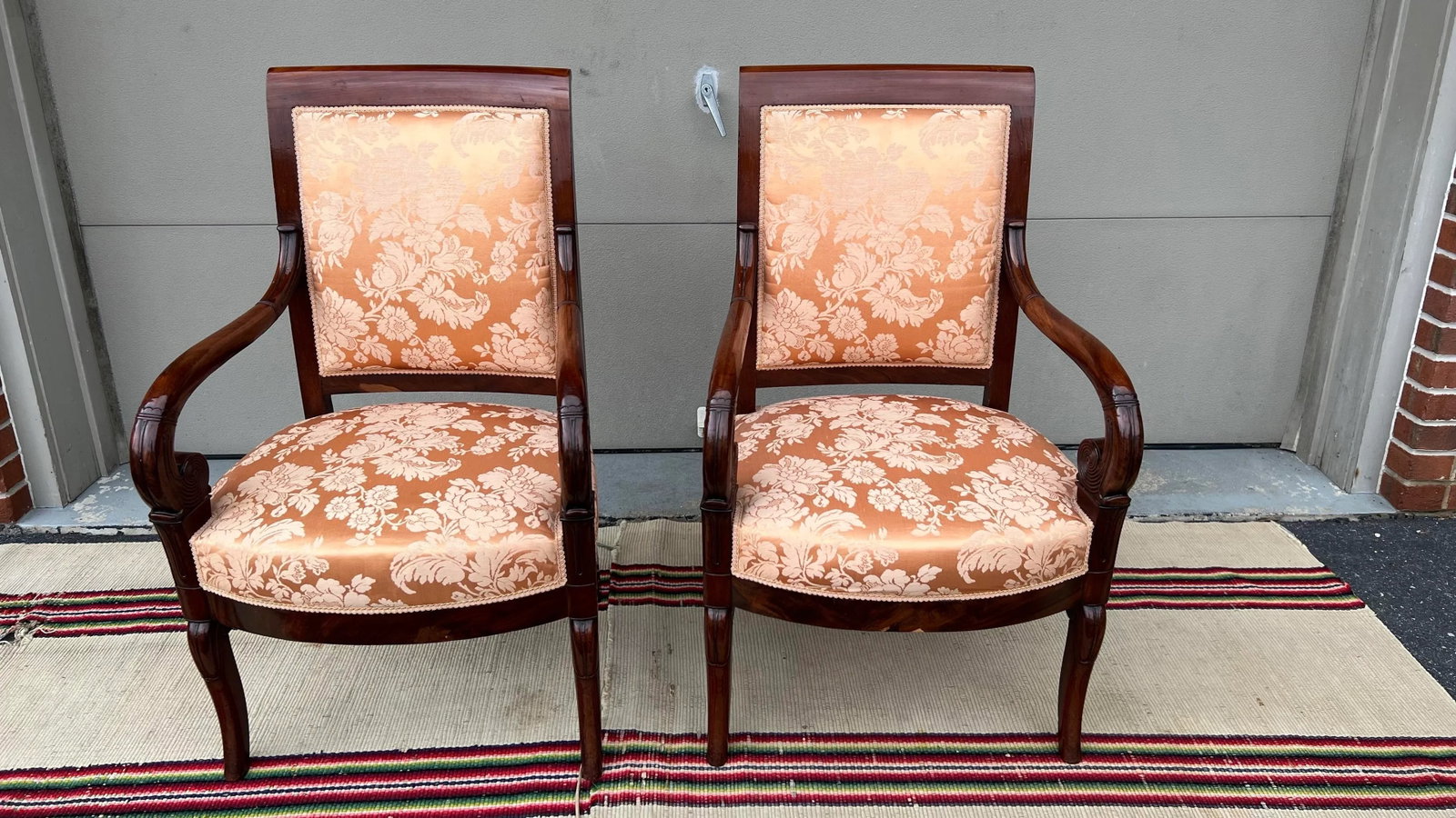 Pair of French Directoire Mahogany Carved Armchairs, Circa 1795 - 12