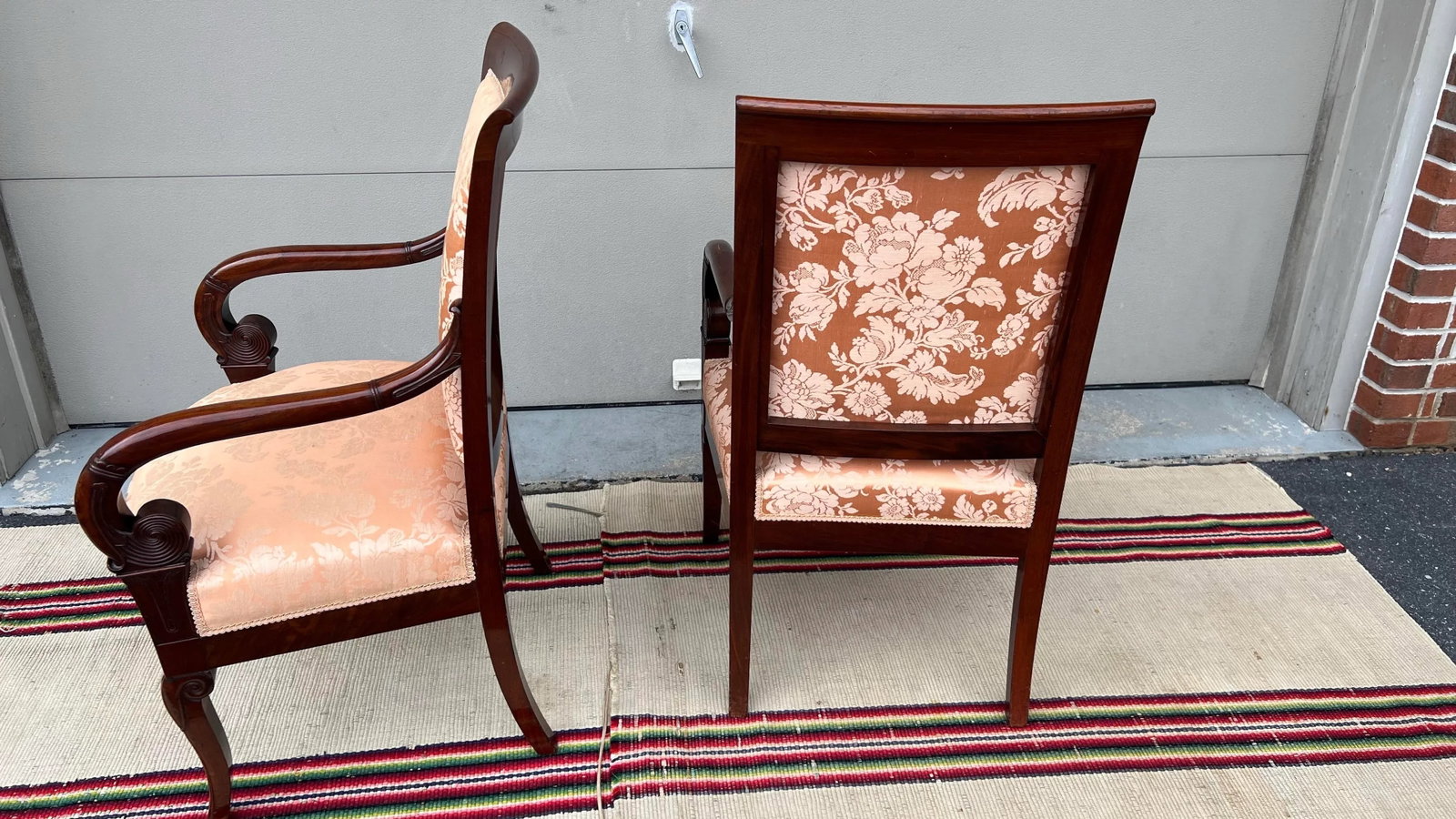 Pair of French Directoire Mahogany Carved Armchairs, Circa 1795 - 3
