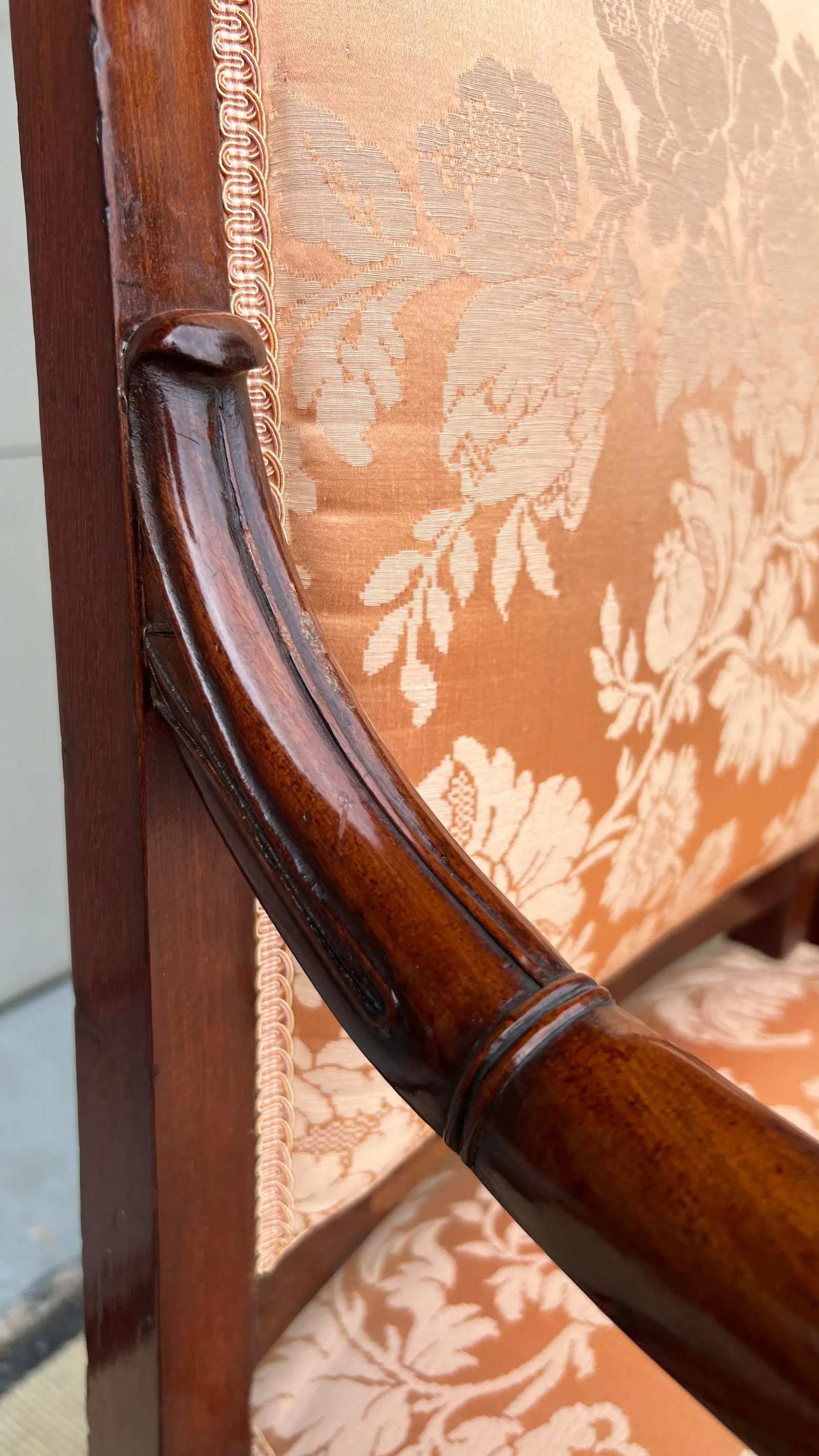 Pair of French Directoire Mahogany Carved Armchairs, Circa 1795 - 6