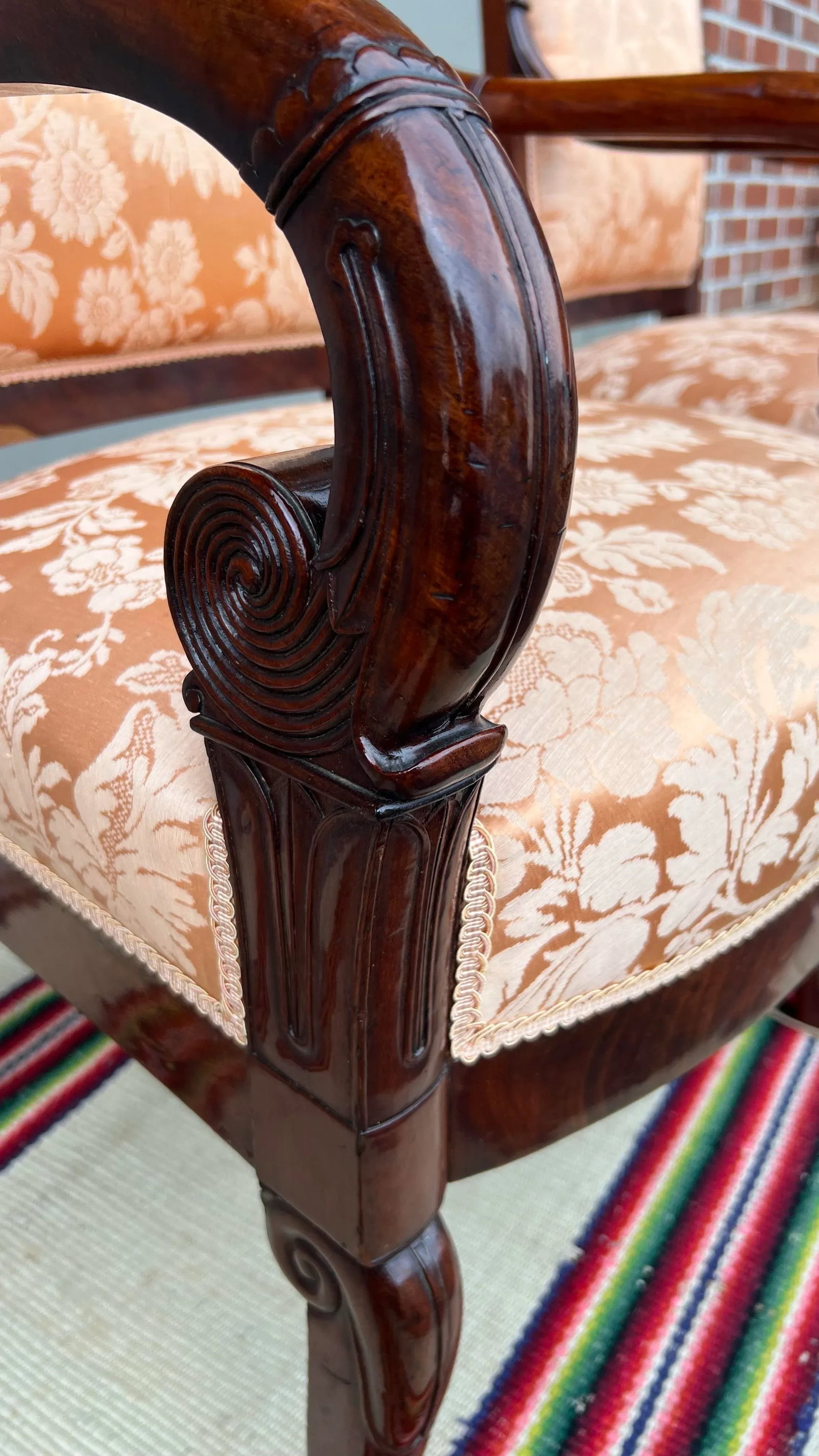Pair of French Directoire Mahogany Carved Armchairs, Circa 1795 - 8