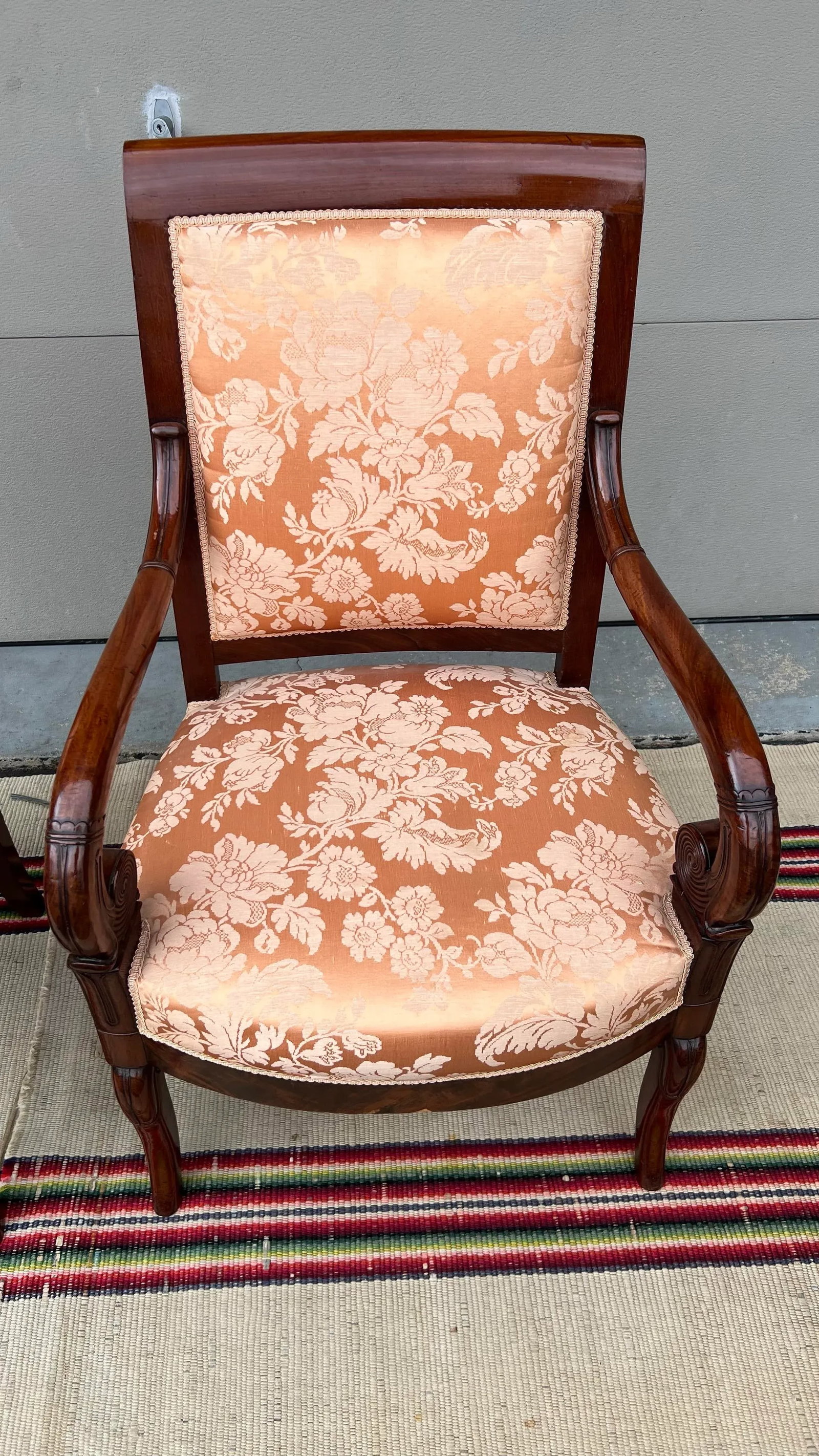 Pair of French Directoire Mahogany Carved Armchairs, Circa 1795 - 9