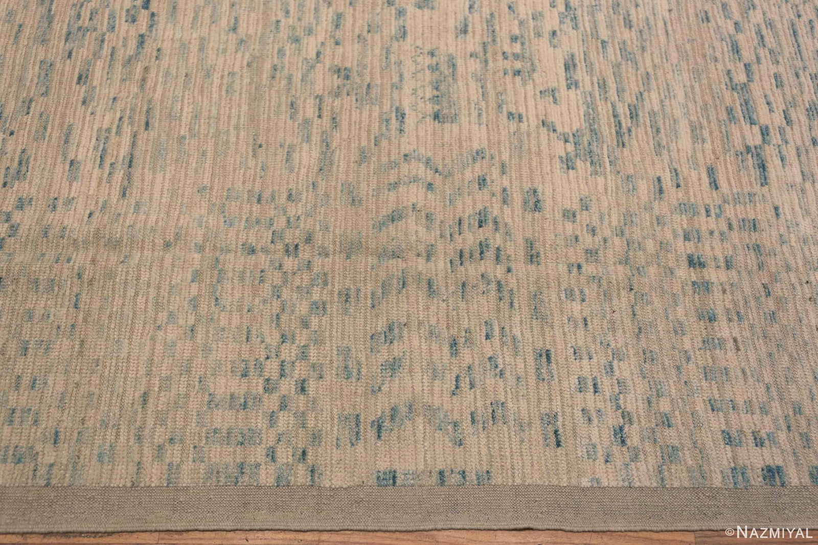 Abstract Cream Light Blue Large Geometric Modern Area Rug - 3