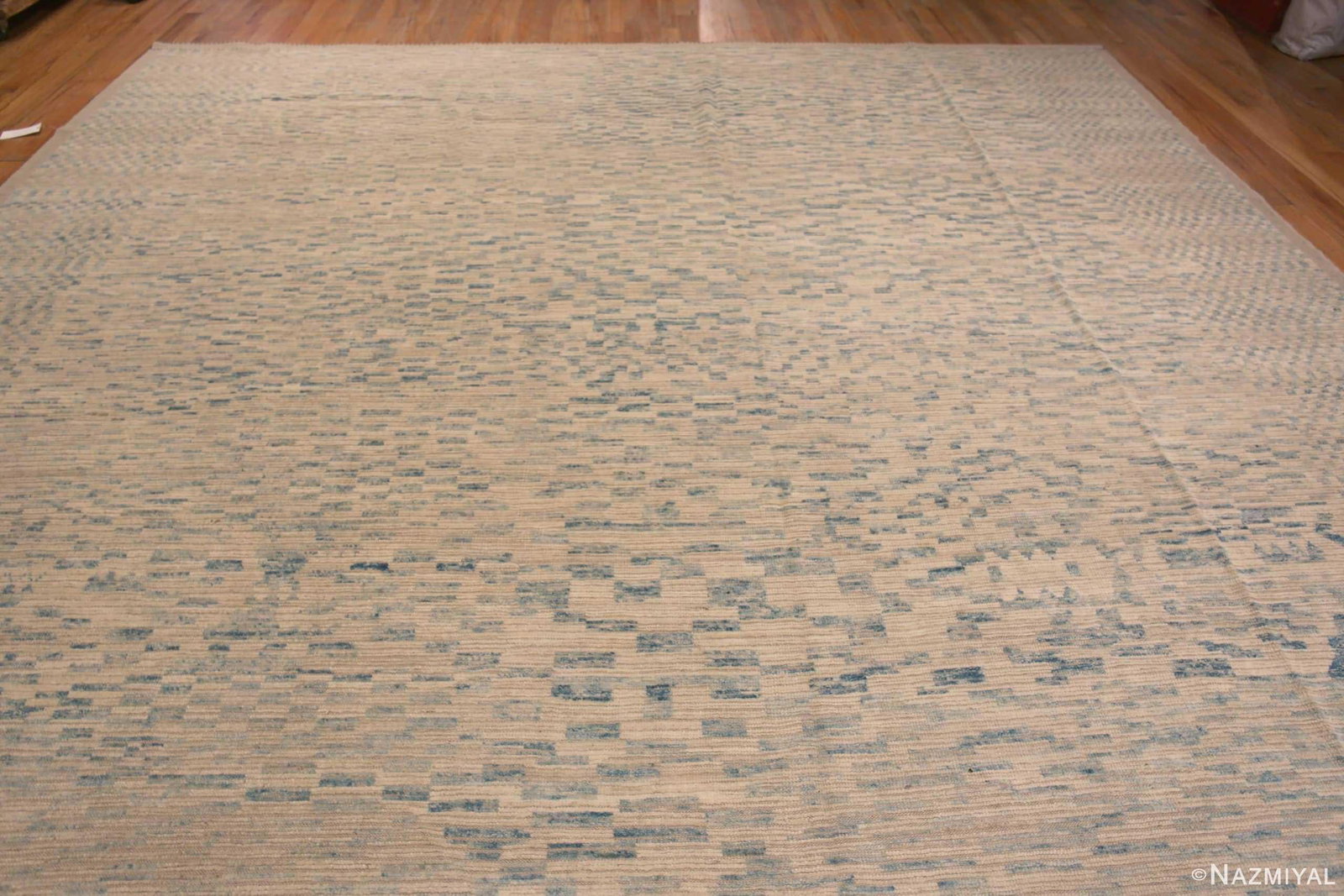 Abstract Cream Light Blue Large Geometric Modern Area Rug - 4