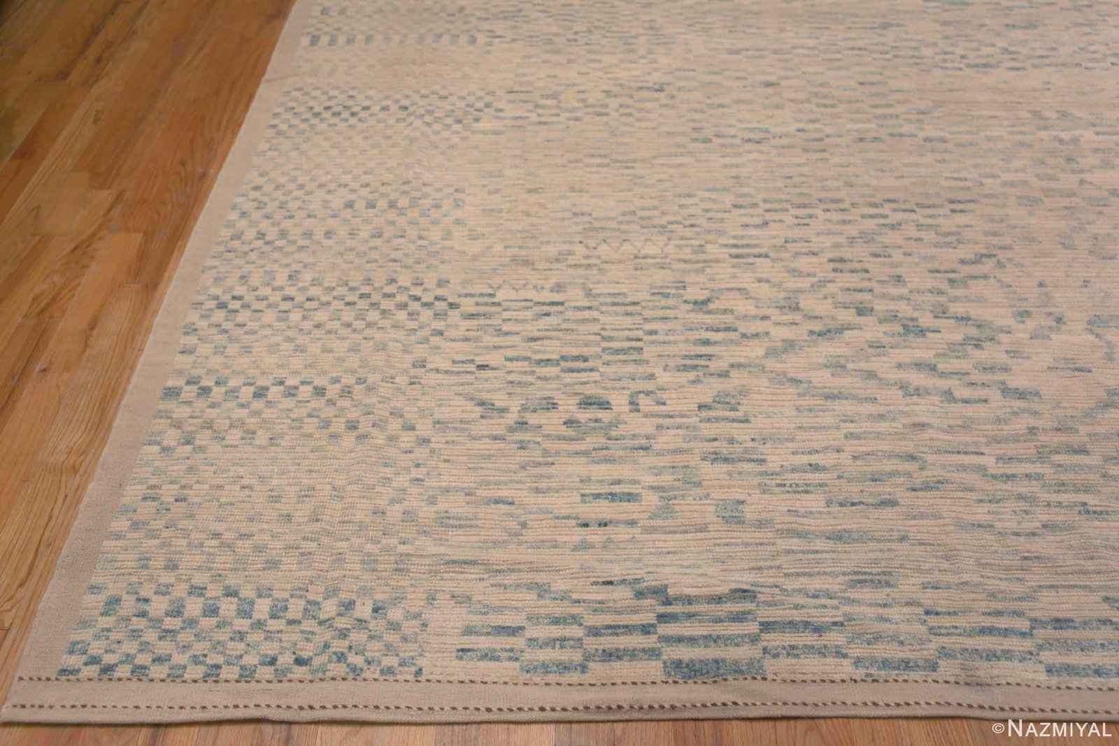 Abstract Cream Light Blue Large Geometric Modern Area Rug - 7