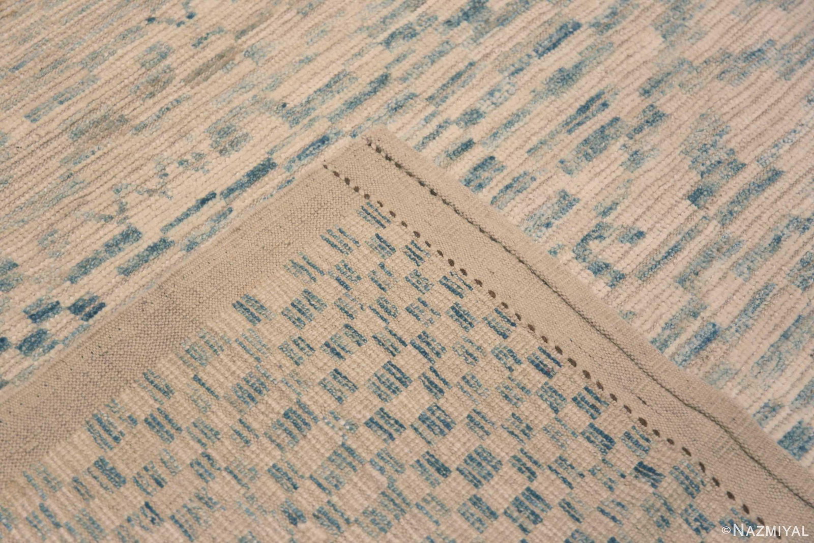 Abstract Cream Light Blue Large Geometric Modern Area Rug - 9