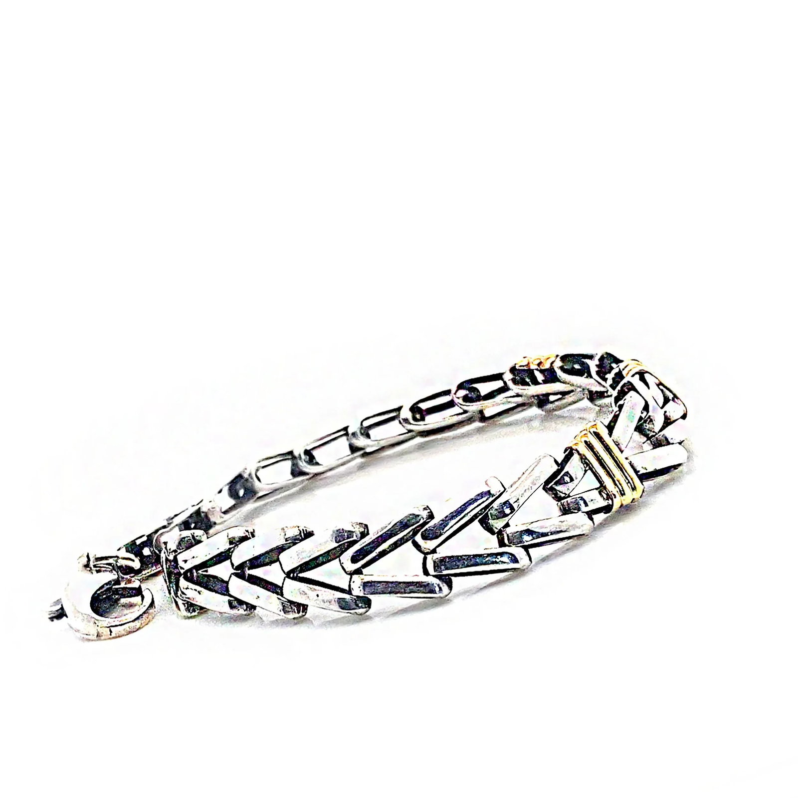 Late 20th Century Sterling Silver Bracelet in Herringbone Design - 3