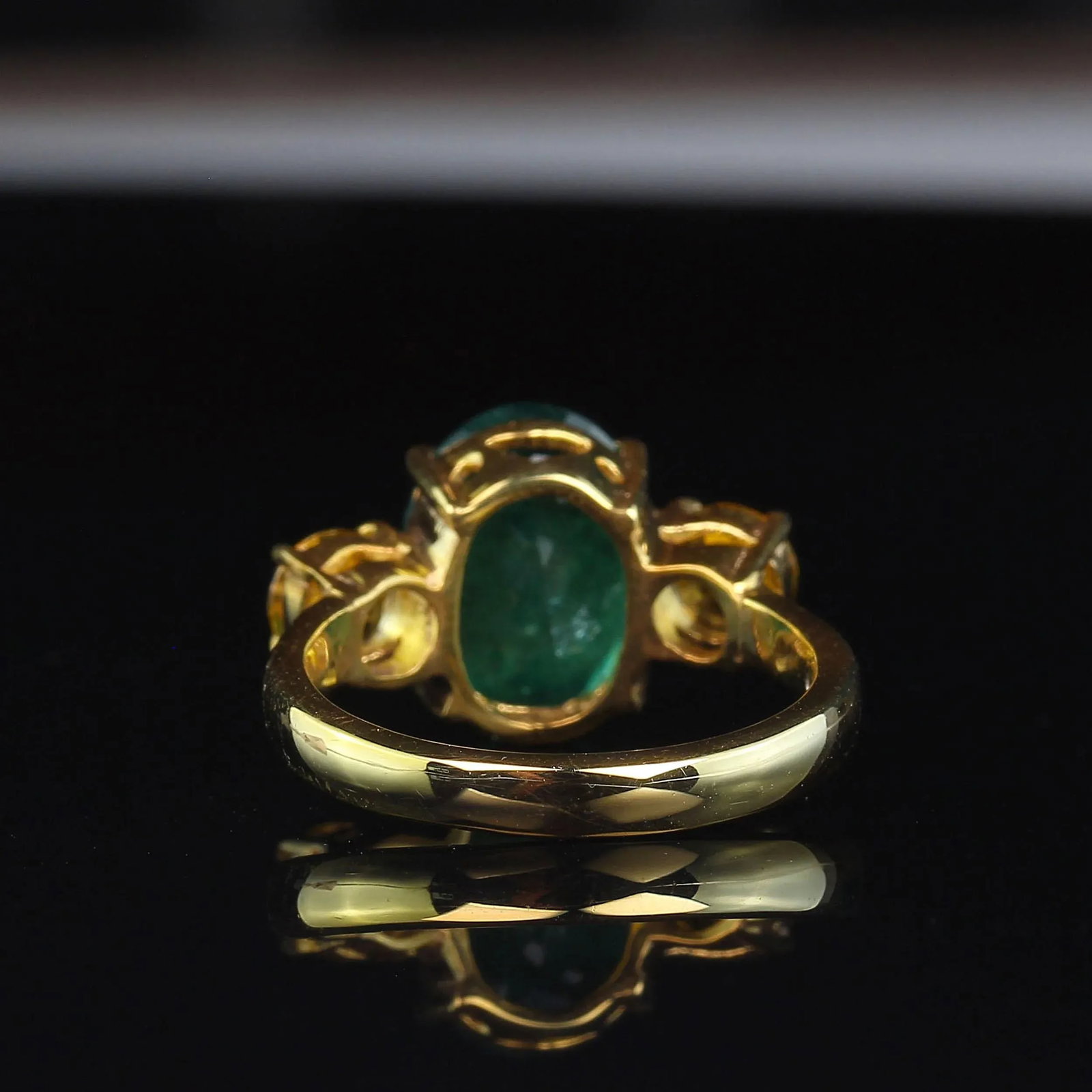 Green Emerald With Sparkling Golden Citrine Accent & Gold Rhoduim/Sterling Ring Size 7 - 5