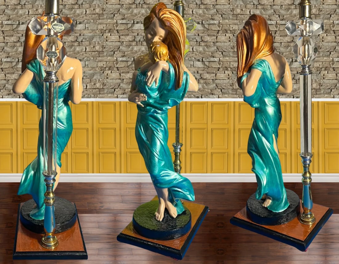Vintage Sculptural Table Lamp: Mother and Child by Aleksander Danel - 12